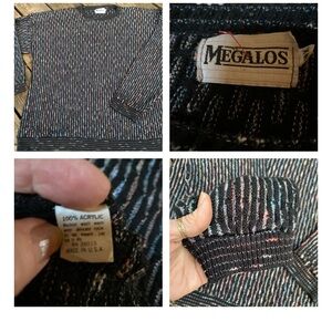 Megalos Black and Pink Striped Crew Neck Sweater